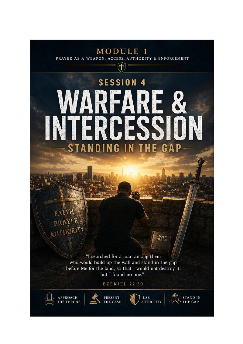First page of Session 4 — Warfare & Intercession